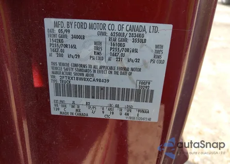 1999 Ford F-150 from USA, damaged, VIN 2FTRX18W8XCA98439